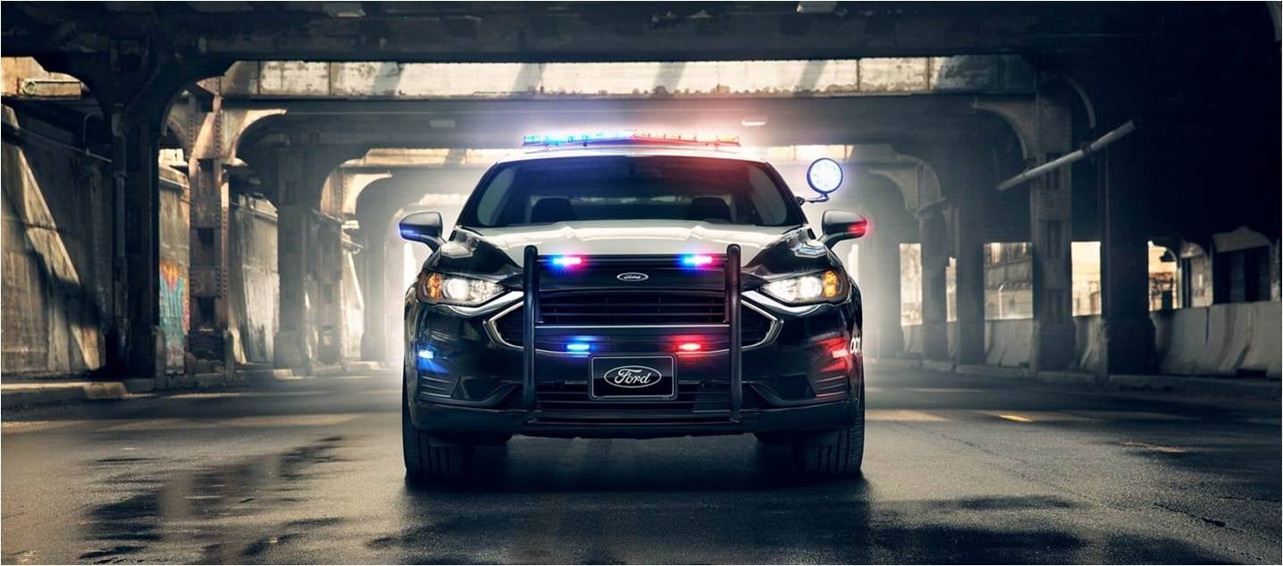 Front end of a Ford police responder sedan
