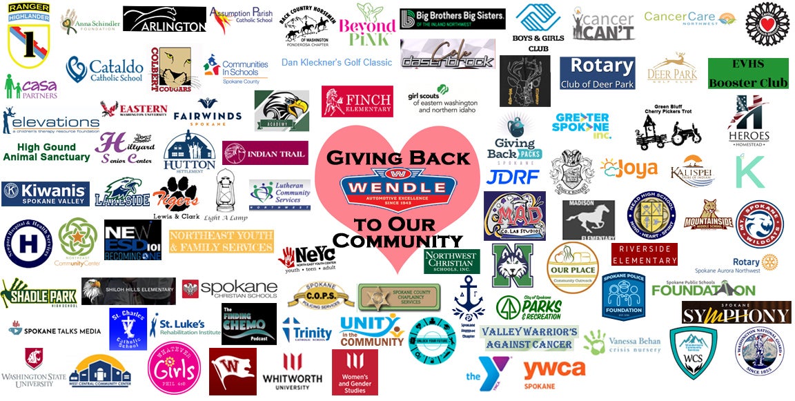 Logos from non-profit organztions Wendle donates to